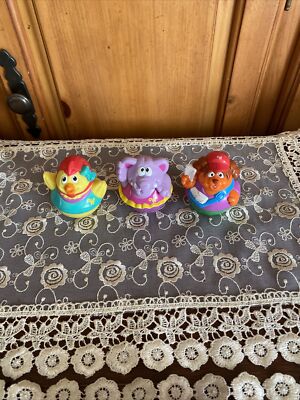 3 Pieces Playskool Weebles Wobble Figures Duck, Elephant Dog Mail Man Lot