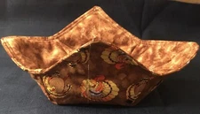 Handmade Reversible Microwave 9” Bowl Holder Cozy Kozy Thanksgiving Turkey Print