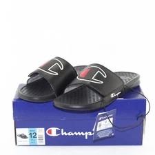 CHAMPION mens slide sandals Multi shoe sizes black faux leather upper NEW