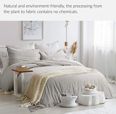 Bedsure Linen Duvet Cover King 55% Cotton 45% Linen Duvet Cover Set - 3 Pieces