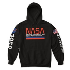 NASA Logo w/ United States and Meatball Sleeve Graphic Print Hoodie Sweatshirt