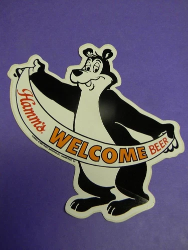 Rare Vintage Pabst Hamm's Beer Bear Welcome Sticker Sign Milwaukee Wisconsin