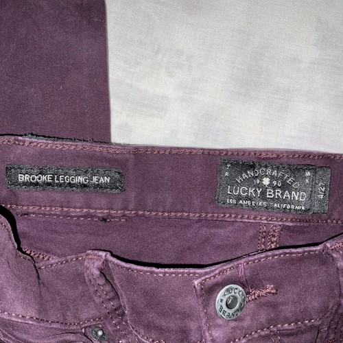 Lucky Brand Woman Brooke Legging Jean Size 4/27 Maroon Stretch - Picture 2 of 10