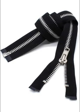3 Pack - 25" Black - Silver Metallic - Closed end Zippers (Package of 3 zippers)