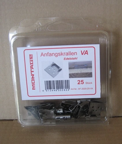 Anfangskrallen, VA, 25 Stück,  Saunakrallen Profilholzkrallen