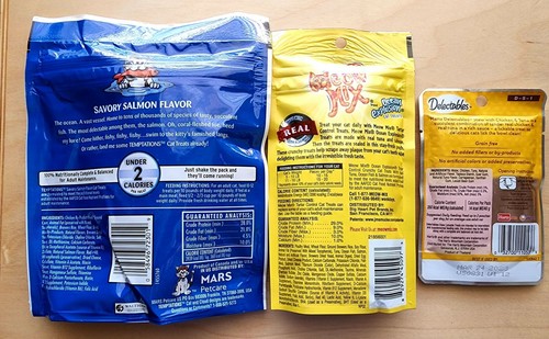 3 CAT TREATS🐱Temptations Salmon Meow Mix Tartar Control Delectables Chick Tuna - Picture 2 of 2