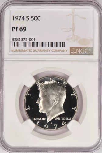 1974 S Kennedy Half Dollar Proof NGC PF 69 PR69 Frosty Coin 50C