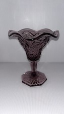 Amethyst/purple 'Daisy  Hobstar  Imperial glass Footed compote candy dish