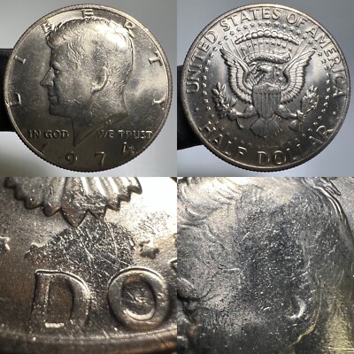 1974 Kennedy Half Dollar Struck Through Grease Mint Error