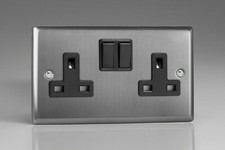 Varilight Classic Brushed Steel Range - Black Inserts & Black Switches