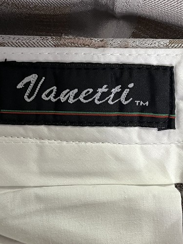 VANETTI men's dress pants size XXL (44) short cuffed gray shiny large plaid - Picture 8 of 9