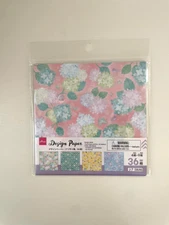 Japanese Origami Design Paper Hydrangea Pattern 36 Sheets (4 Pattern  x 9) 5.8"