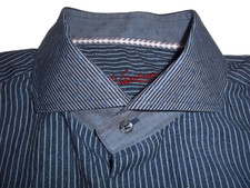  Robert Graham Blue/ Gray Stripe Pattern Long Sleeve Cotton Shirt Size 16 x 35