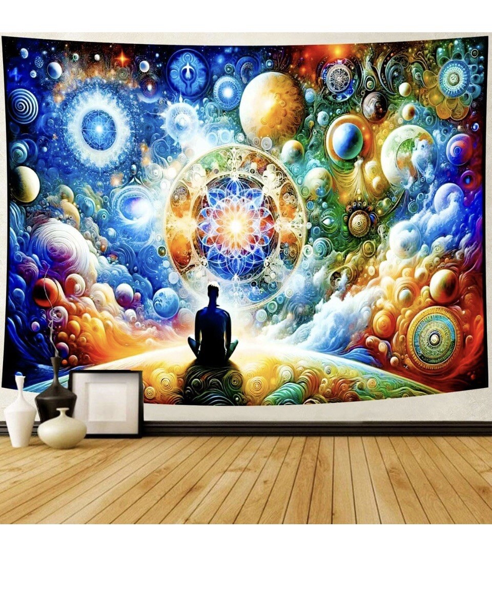 Delur Time Travel Tapestry Galaxy Meditation Bedroom Home Decor (51.2