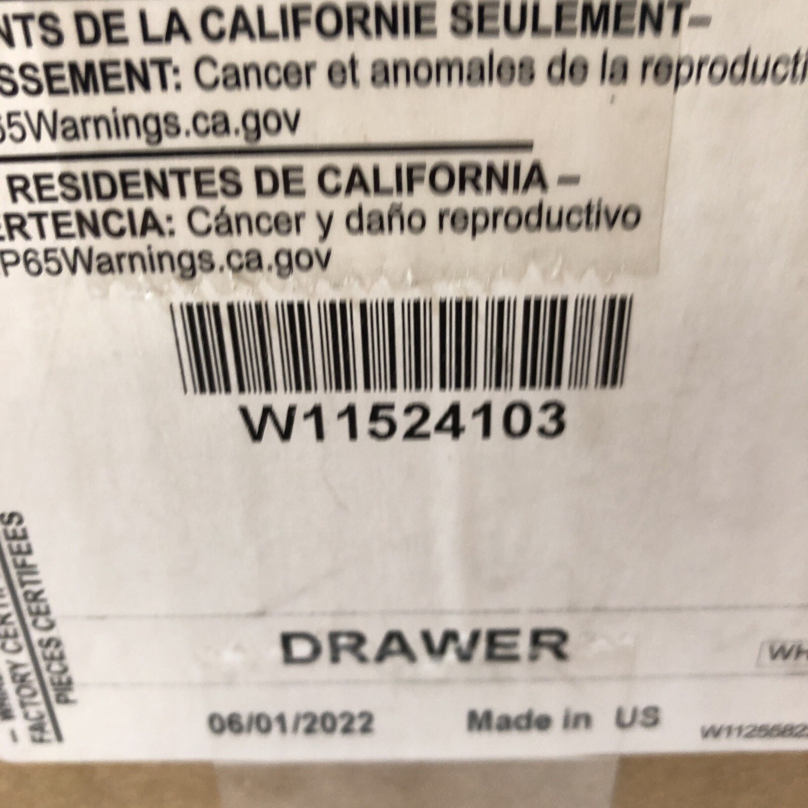 W11524103 New Genuine OEM Whirlpool Washer Detergent Dispenser Drawer (Q3)