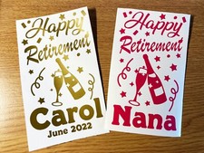 Personalised RETIREMENT Vinyl label for Wine Bottle Jar Sorry your Leaving Gift