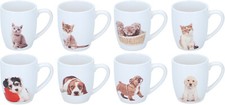 4tlg. Kaffeetasse, Kakaotasse, Tasse, Teetasse, Kaffeebecher, Hund oder Katze