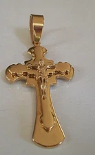 Men's Gold Color Cross & Jesus Stainless Steel Fashion Hip Hop Pendant Charm