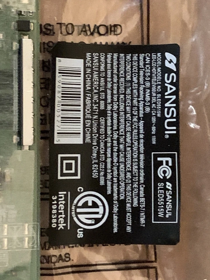 Kit completo de peças de reparo Sansui SLED5515W placa de TV LED  - Imagem 4 de 4