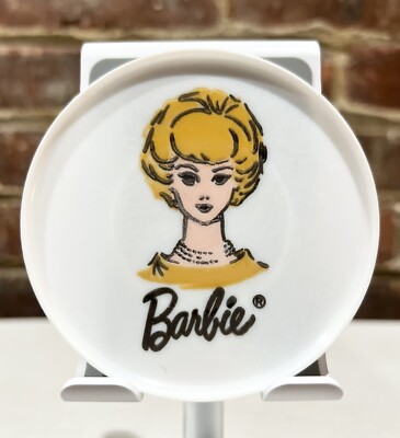 Vintage Barbie Plastic 3'' Tea Party Plate 1960 s Bouffant Hair Yellow Orange