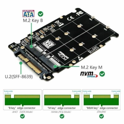SSD To Adapter NVMe SATA-Bus NGFF SSD To PCIe SFF-8639 Card  Module UK