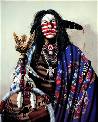 1998 Vintage Print Native American Ghost Dance Art Dress