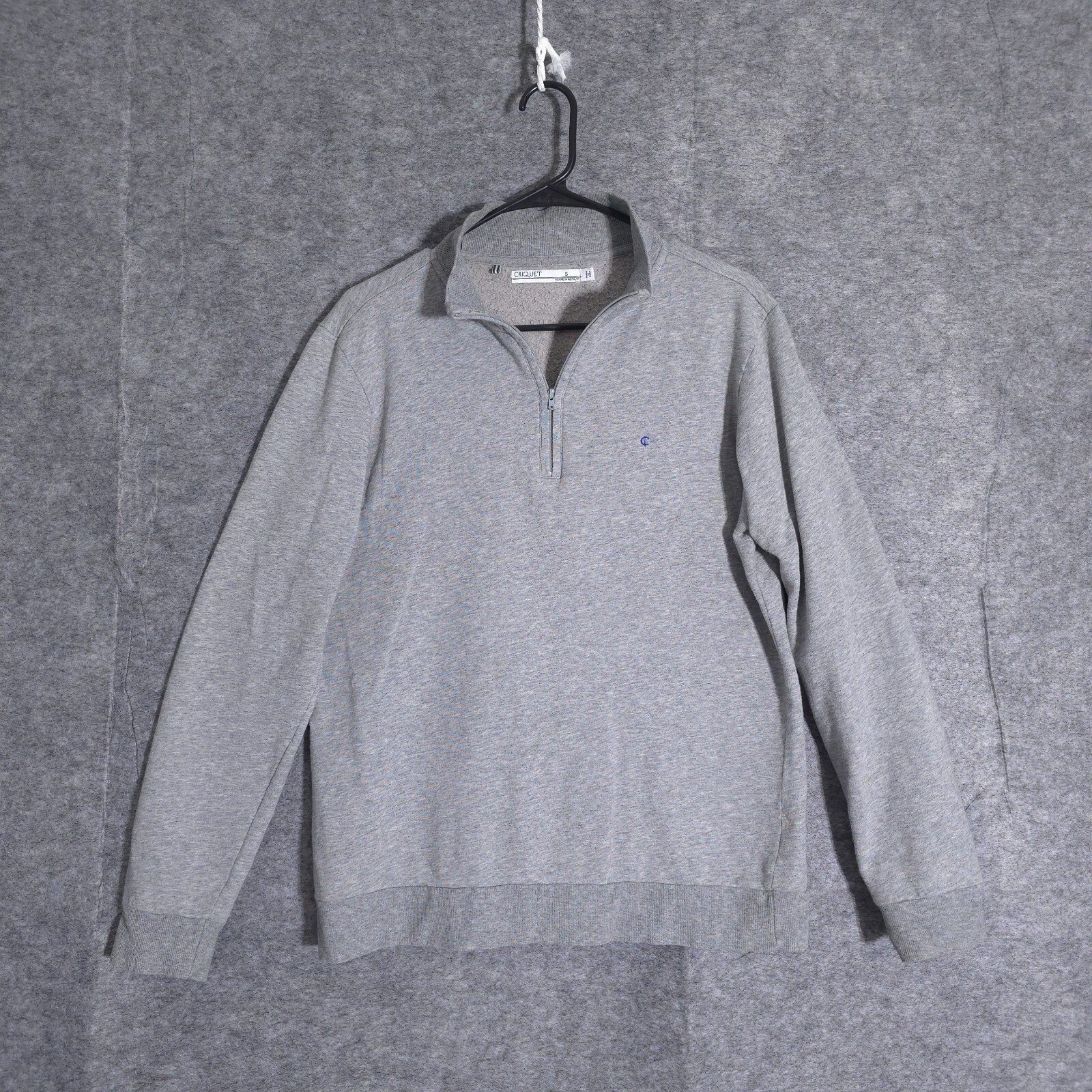 Criquet Pullover Mens Small Gray 1/4 Zip Chest Pocket Long Sleeve Outdoor Preppy