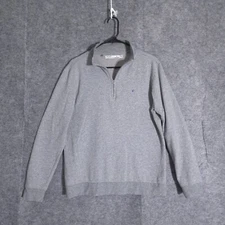 Criquet Pullover Mens Small Gray 1/4 Zip Chest Pocket Long Sleeve Outdoor Preppy