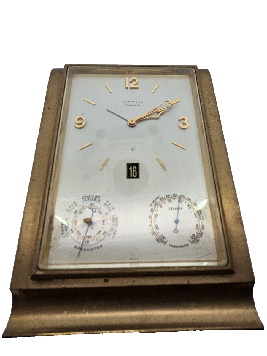 Tiffany & Co. Table Clock with 8 Day Movement Alarm and Weather