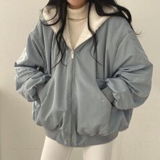 Reversible Women's Cotton Thicken Jacket Casual Hooded Coat Top Fleece Lining OL