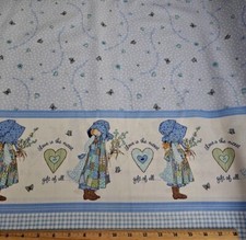 SPRINGS Fabric - HOLLY HOBBY - DOUBLE Border in Blue - HALF yard 18" - RARE 
