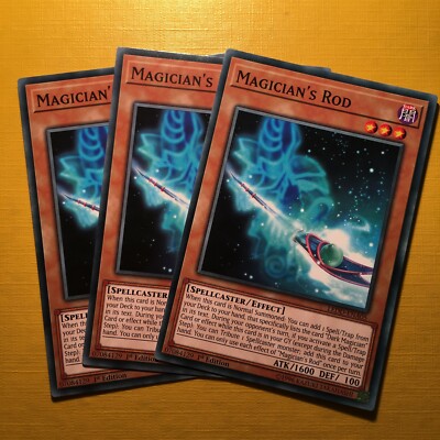 3 x Magierstab - YuGiOh - LEDD - 1. Auflage - Mint Karten! (Dunkler Magier)