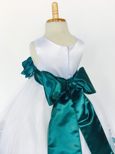 Flower Girl Dress Bridesmaid White Rose Petal Birthday Recital Pageant Easter 24 - 第 173/177 張圖片