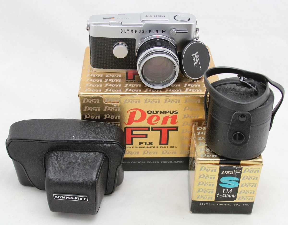 vintage camera Olympus Pen F / Pen FT & 4x Zuiko lens 40, 90, 150