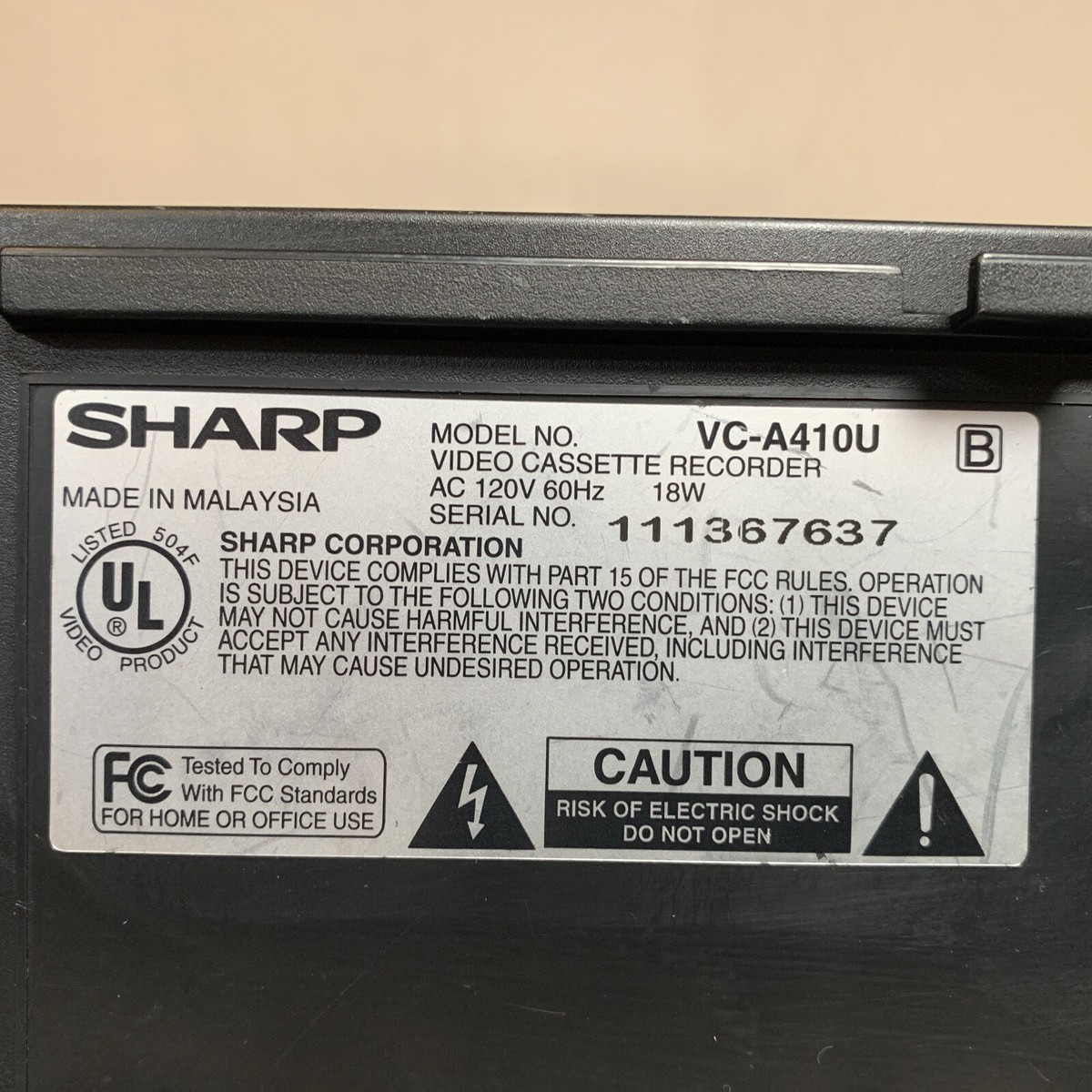 テレビ SHARP G-CODE / 19MICRON HEADS VT-14FJ3 Sharp VC-A593 VHS 4 Head Rapid Rewind 19 Micron Heads Auto Clock