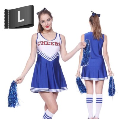 BLUE WHITE CHEERLEADER OUTFIT Halloween Party Fun Run Costume