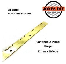 CONTINUOUS HINGE PIANO HINGE ELECTRO BRASS 32MM X 1000MM. 1 METRE LENGTH