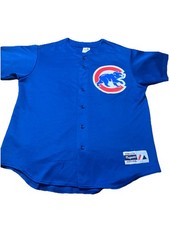 Vintage Majestic Jersey Large Blue Baseball Chicago Cubs MLB No Name
