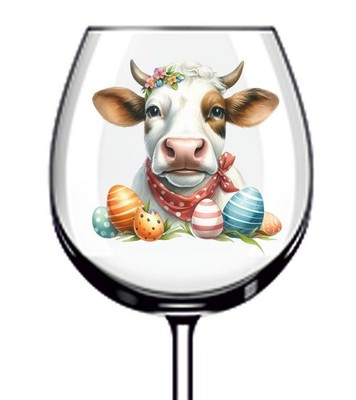 12x Ostern Kuh Vinyl Aufkleber Abziehbild Becher Weinglas Flasche Laptop Auto Becher Van