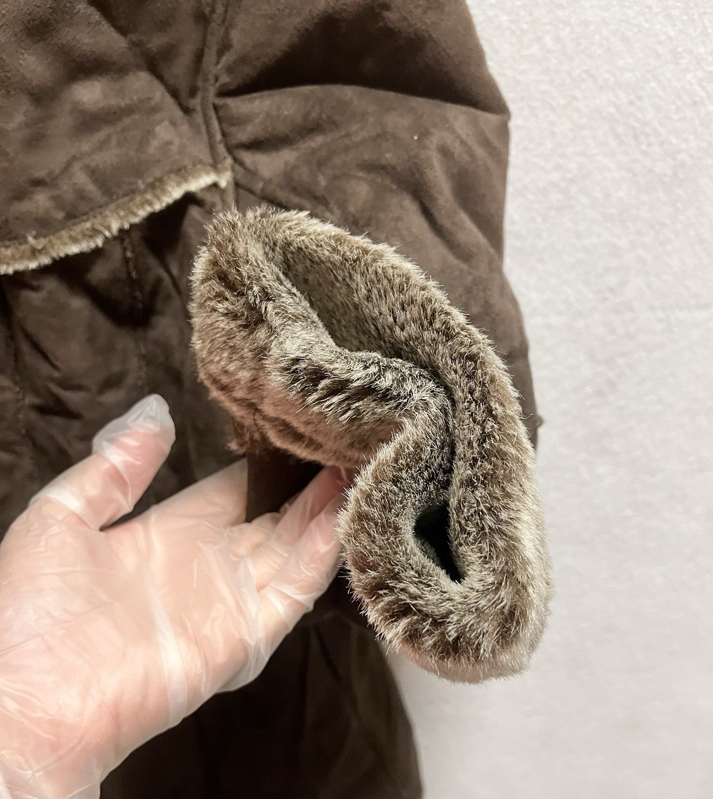 Fitz-Wright Brown suede Button Front women’s rabb… - image 10