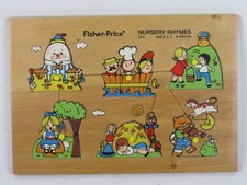Vintage Fisher Price Wood 6 Piece Puzzle-Nursery Rhymes- 510-1971/1972-EUC