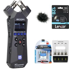 Zoom H1Essential Portable Recorder with MicroSDXC Card and Rechargable Batteries