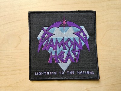 DIAMOND HEAD, LIGHTNING TO THE NATIONS, SEW ON BLACK BORDER WOVEN PATCH