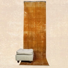 Vintage Yellow Wool Runner - 3x9 ft | Handmade Turkish Rug for Hallway