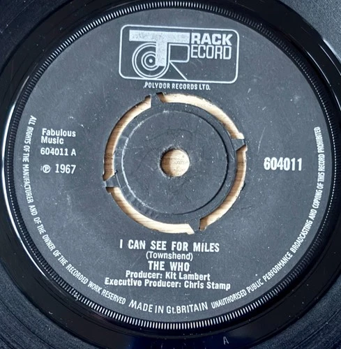 THE WHO I CAN SEE FOR MILES 7" TRACK (1967) VG MOD BEAT PSYCH GT BRITAIN