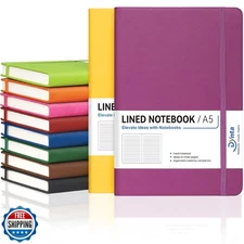Dynta Hardcover Journals Bulk, 10 Packs A5 Lined Notebooks for Wr