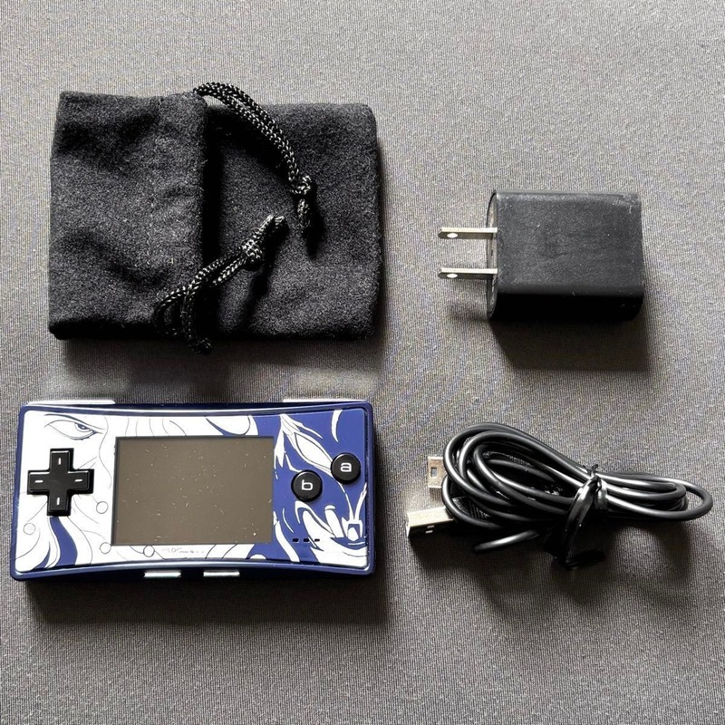 Nintendo Game Boy Micro FF4 Final Fantasy Yoshitaka Amano Faceplate Tested Works