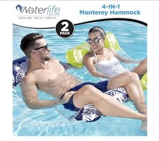 Waterlife 4-in-1 Monterey Hammock Inflatable Pool Float 2 Pack 44" Mesh