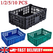 52L Collapsible Heavy-Duty Plastic Storage Crate Bin Foldable Boxes With Handles