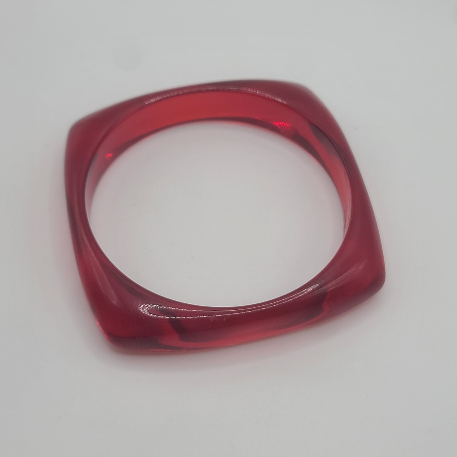 Vintage Bangle Bracelet Red Square Stack  Lucite … - image 3